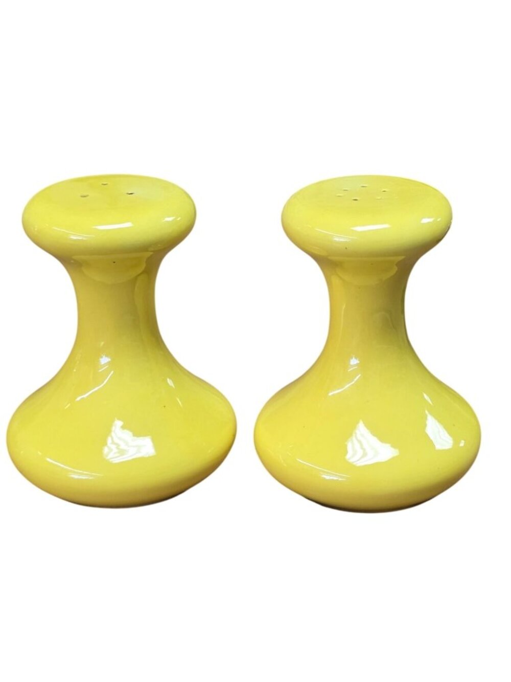 Yellow Ceramic Salt & Pepper Shakers Set Retro-Style Decorative Kitchenware